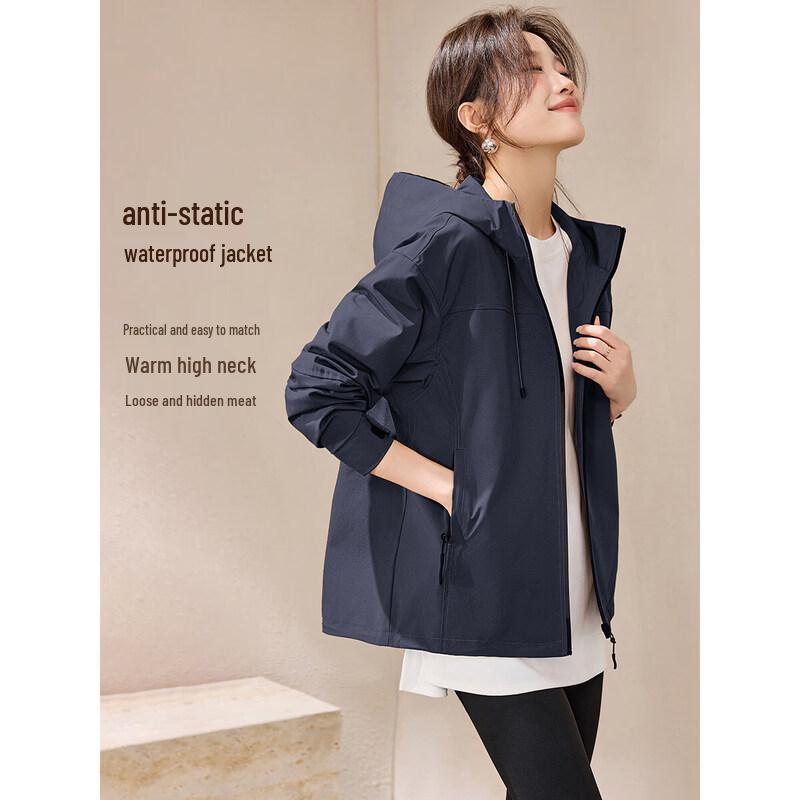 MoHanYiMei Women s Hooded Color-Block Outdoor Jacket XL