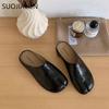 Fashion SUOJIALUN 2025 Spring New Women Slipper Fashion Flat Heel Slip On Mules Shoes  Split Toe Shallow Slip On Casual Slides Shoes