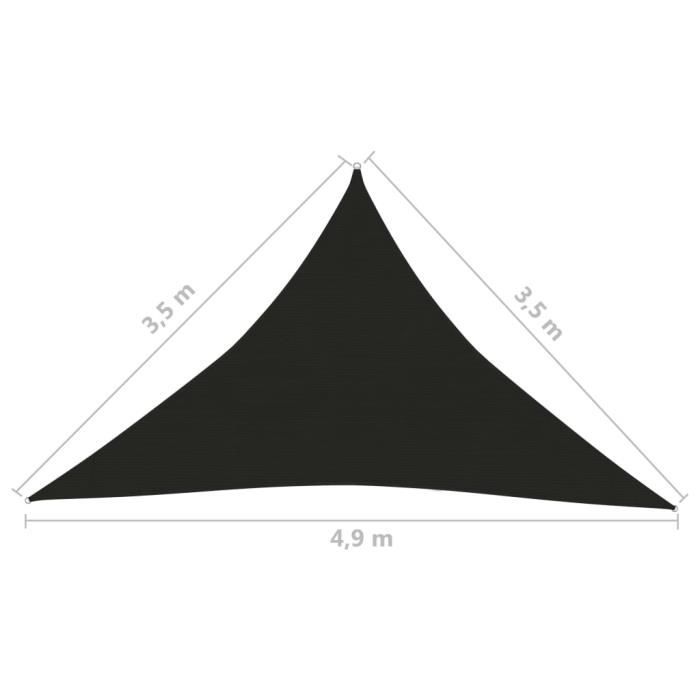 VidaXL Voile d'ombrage 160 g-m² Noir 3,5x3,5x4,9 m PEHD
