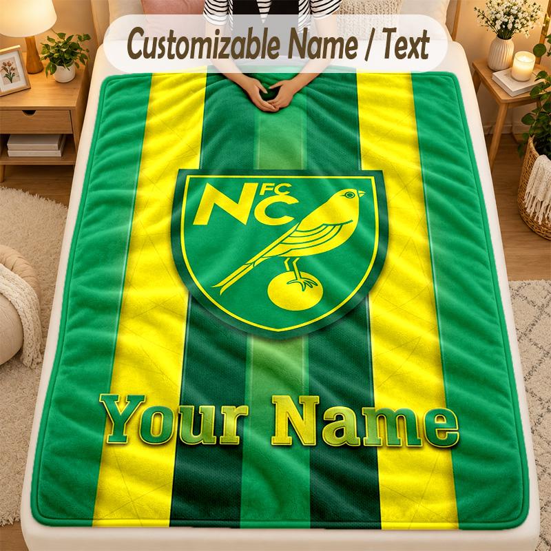 Flannel BlanketNorwich City Custom Name Text Personalized Soft Warm Throw Blanket Home Decor Gift