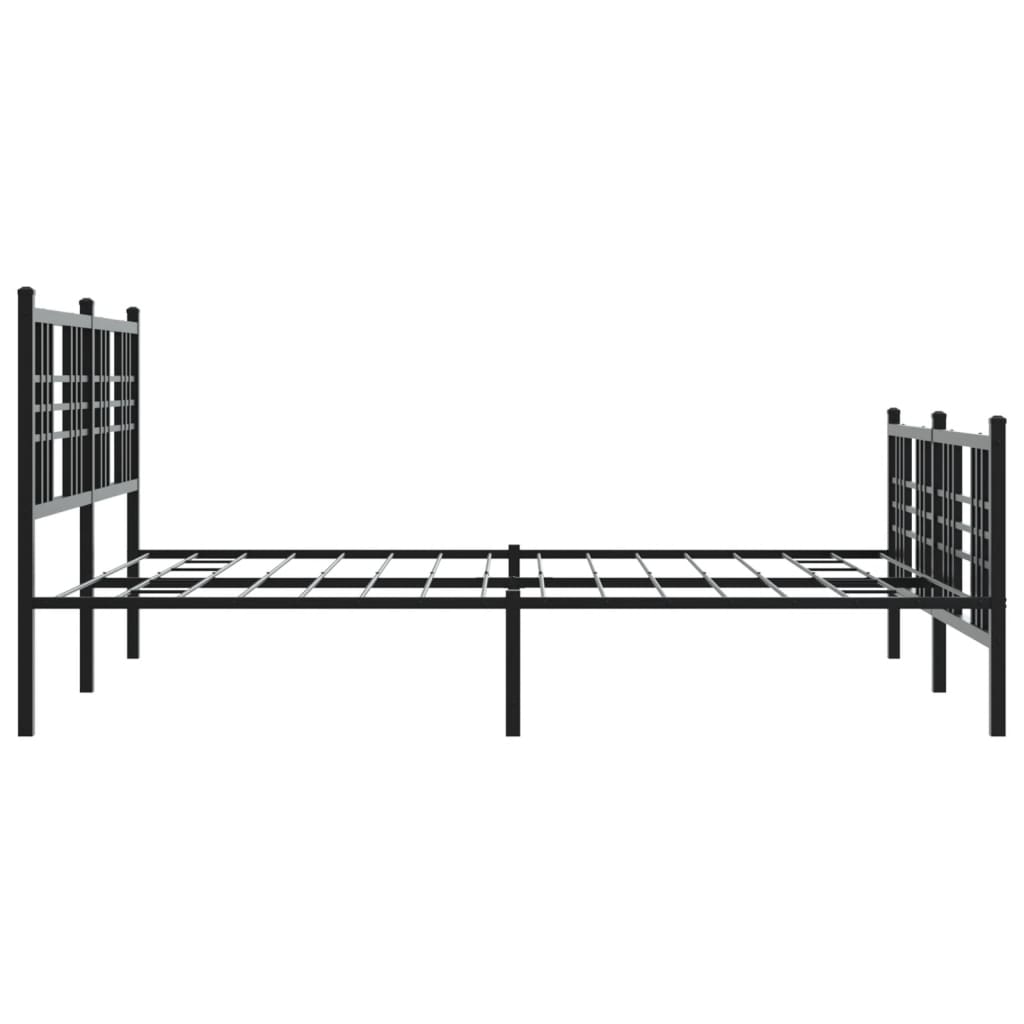 Metal Bed Frame with Headboard and Footboard Black 150 X 200 Cm