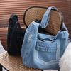 Vintage Denim Shoulder Bag Versatile Satchel Bags Trendy Cross Body Bag Ladies