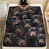 1Pc Rottweiler Dog Print Flannel Blanket, High quality Comfortable for All Seasons, Home Decor, Warmth and Comfort, Perfect for Christmas Gifts