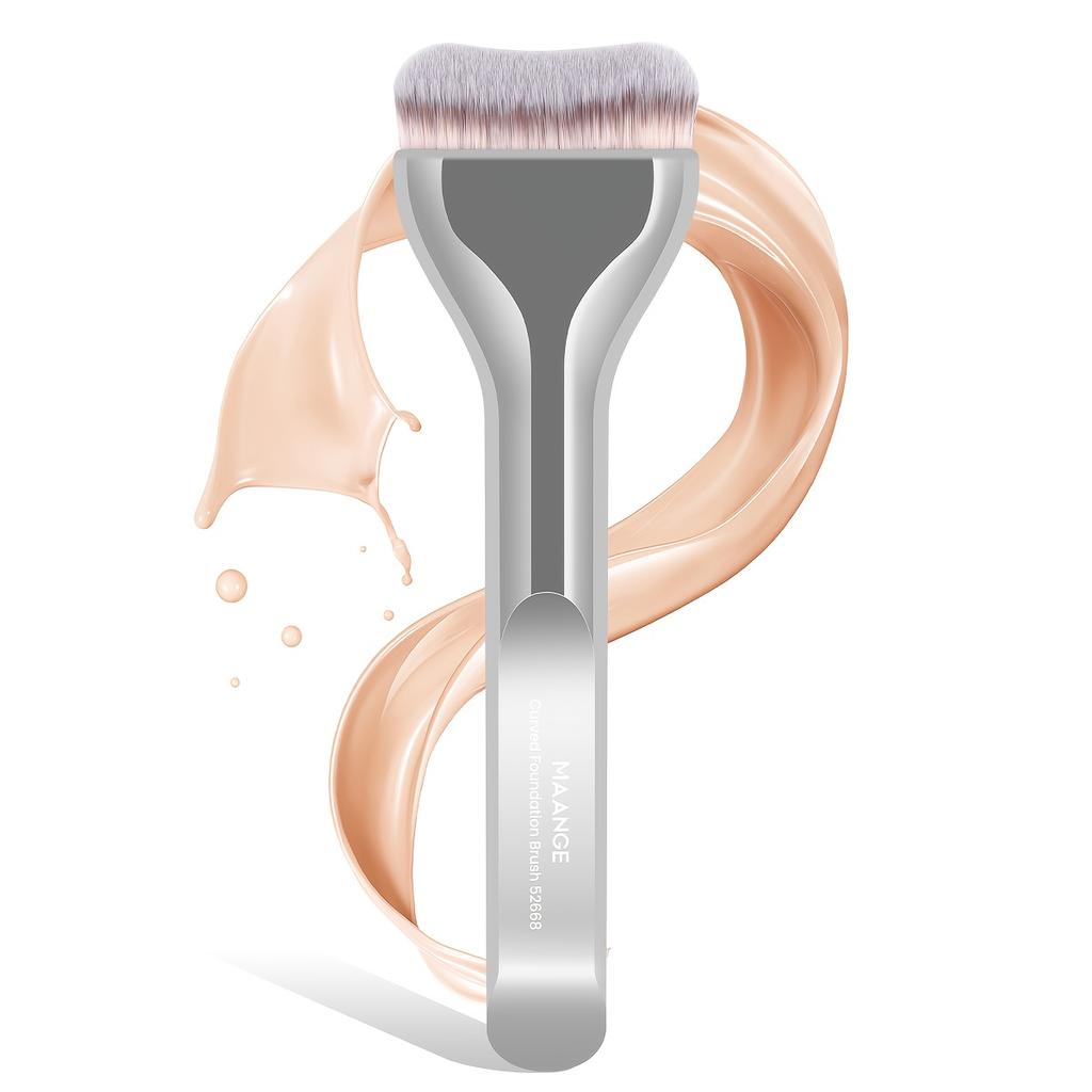 MAANGE Professional Foundation Brush - Soft Nylon Bristles, Elegant Brown Handle - For BB Cream, Liquid Foundation & Powder - Travel-Friendly