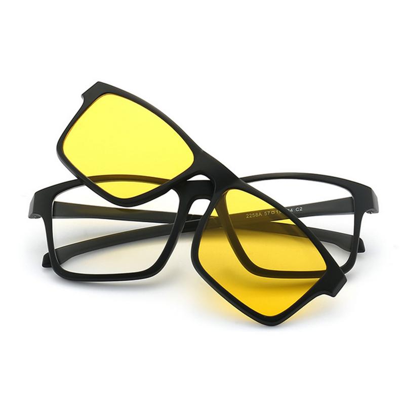 

2258 Magnet Clip Square Big Frame Myopia Glasses 0 -0.5 -1.0 -2.0 To -6.0 Customize Hyperopia Glasses +0.5 +1.0 To +6 0