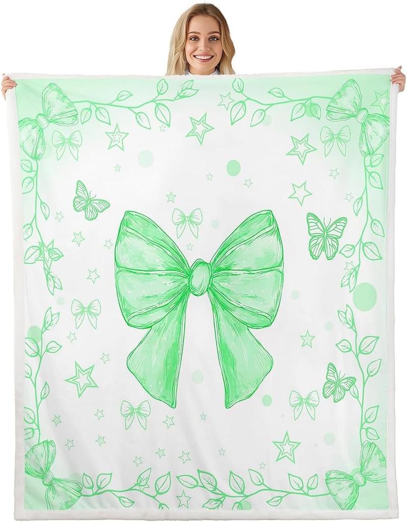 GUOYU Blanket Bow Sherpa Throw Blanket for Couch Bowknot Super Soft Cozy Fleece Dreamy Princess Style Blanket for Winter Plush Throw Pink Bow