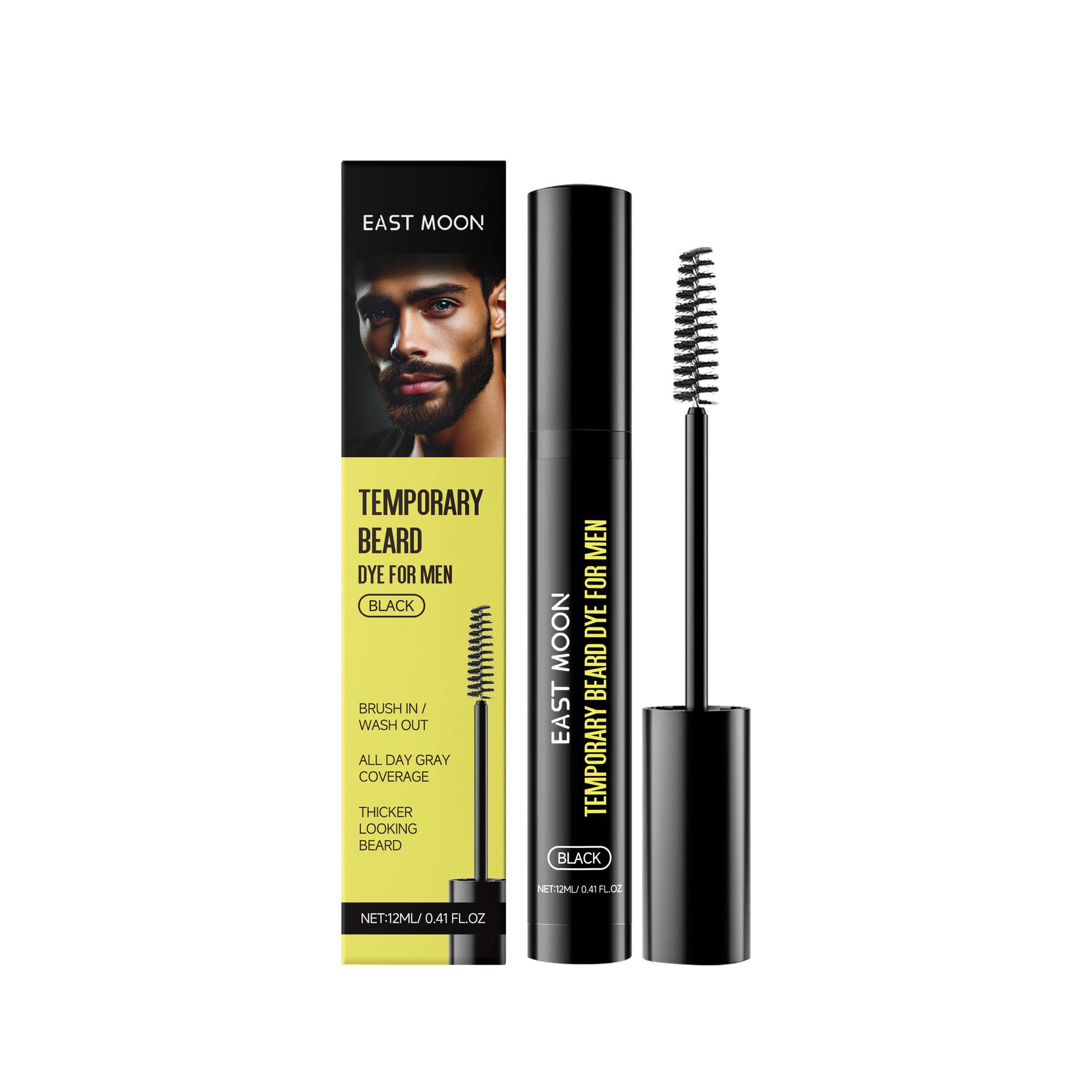EAST MOON Black Beard & Brow Tint for Men Moisturizing Long Lasting Natural Color Beard Dye 1