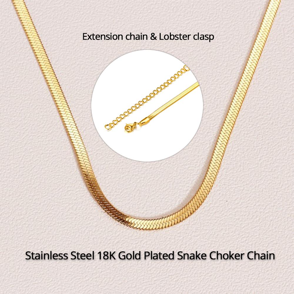 2025 High Quality Clavicle Blade Chains Dropshipping Women Gold Silver Color Stainless Steel 35+5cm Snake Choker Necklace Chain