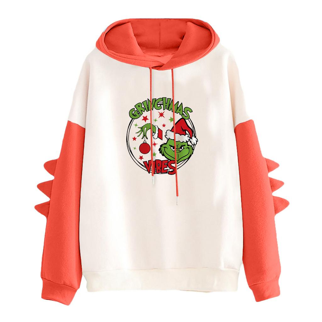 Women's Printed Contrasting Dinosaur Loose Casual Hoodie
