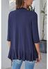 Autumn Solid Color Ruffle Cardigan Coat for Women - 3/4 Sleeves