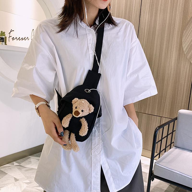 Crossbody Bag Women's Ins Versatile Chest Bag Children's Student Large-capacity Canvas Mobile Phone Bag