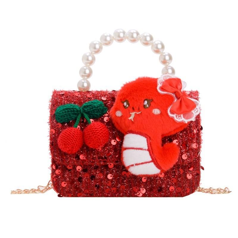 New Childrens Stylish Year Bag Adorable Pearl Chain Shoulder Crossbody Bag Girls For