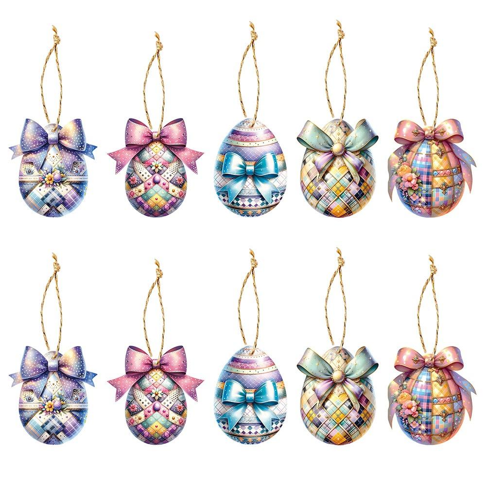 10pcs Easter Egg Decoration Small Hang Tag, Rabbit Carnival Party Decoration, Easter Egg Gift Label Decoration, Home Decoration.