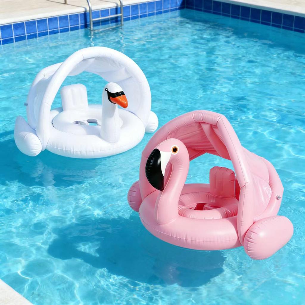 Inflatable Baby Swim Seat with Canopy Shade, Thickened Outdoor Water Toy, Sun Protection Kids Pool Float