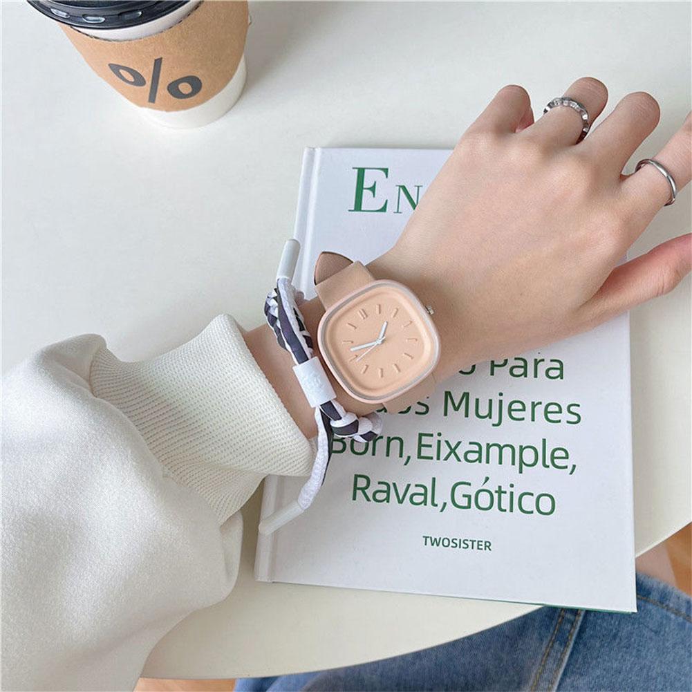 Creative Fashionable Macaron Color Square Watch Multicolored PU Watchband Quartz Watch Women Casual Watch