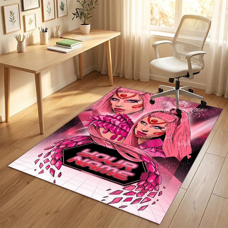 Personalized Crystal Velvet Carpet,Lady Gaga Custom Printed Name, Plush Area Rug For Home Indoor Decor