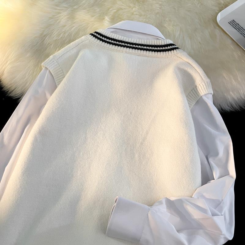 2024 Spring Hong Kong Trendy Men's Knitted Sweater Vest - College Style Wool Waistcoat