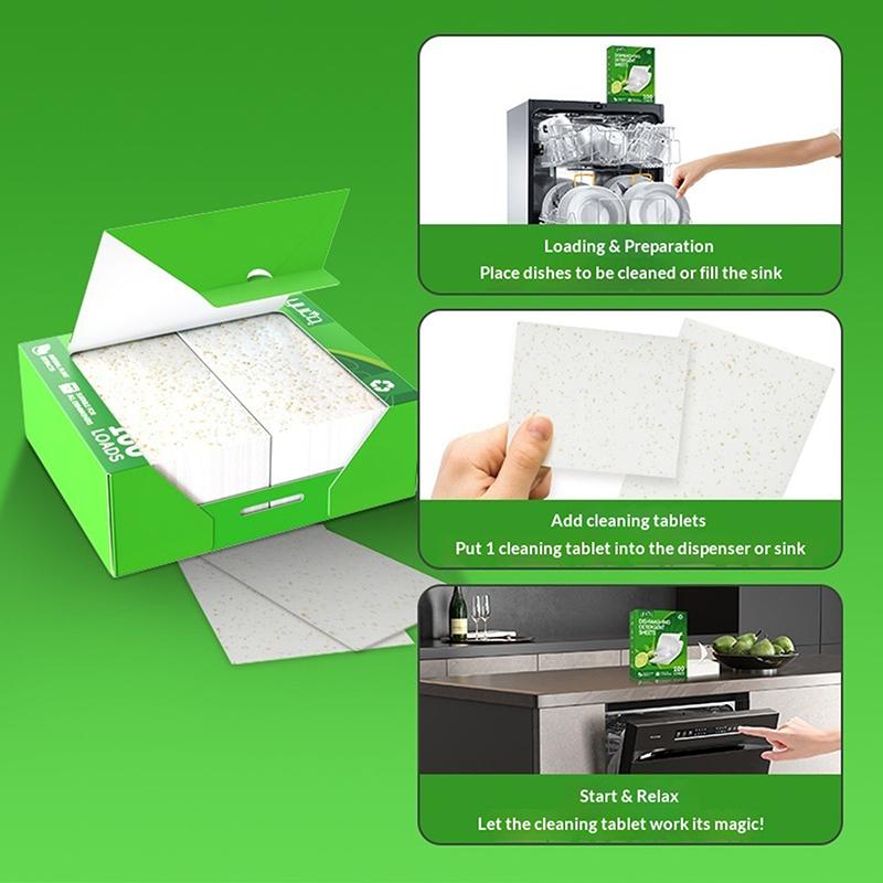 30/100 Pezzi Detergente per Lavastoviglie Rimozione Sporco Grasso Deodorante Pastiglia Detergente Macchine Ciotole Strumento Cucina Foglio Detergente per Lavastoviglie