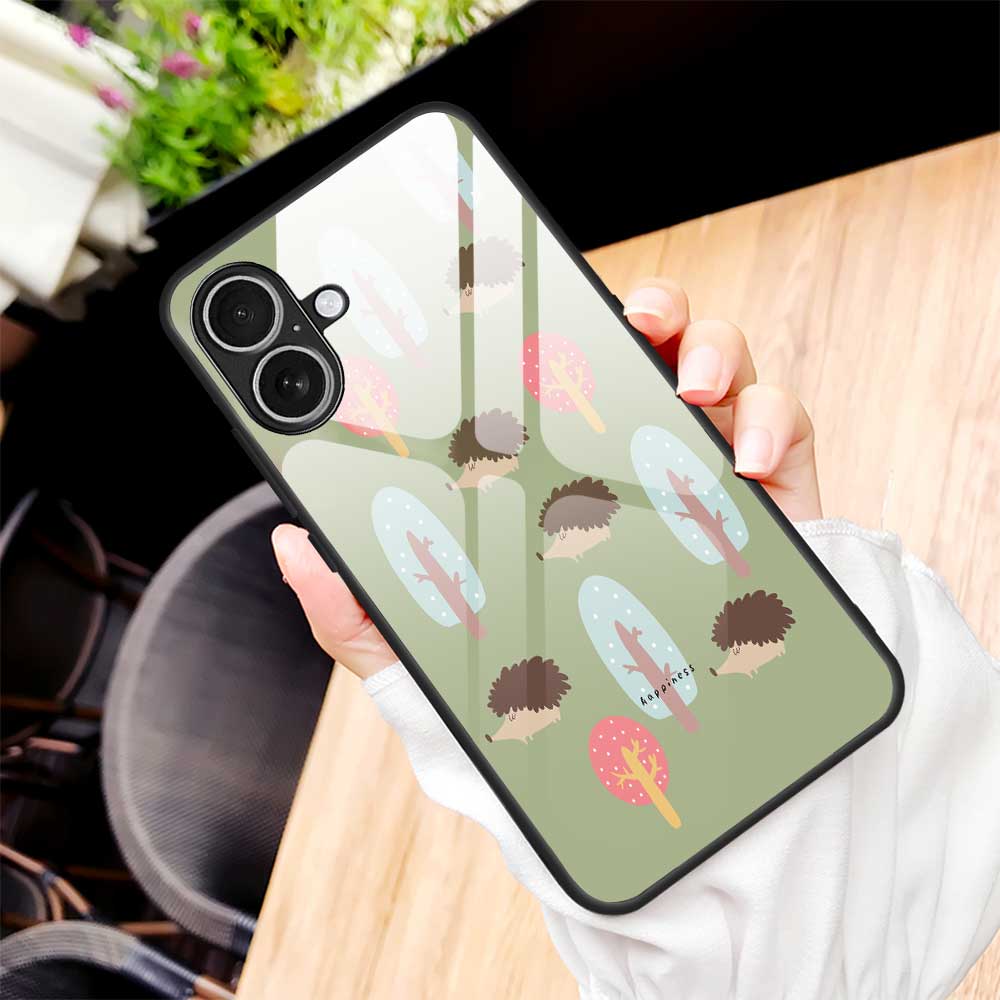 For iPhone 17 Case PC TPU Tempered Glass Pattern Printing Anti Drop Phone Back Cover