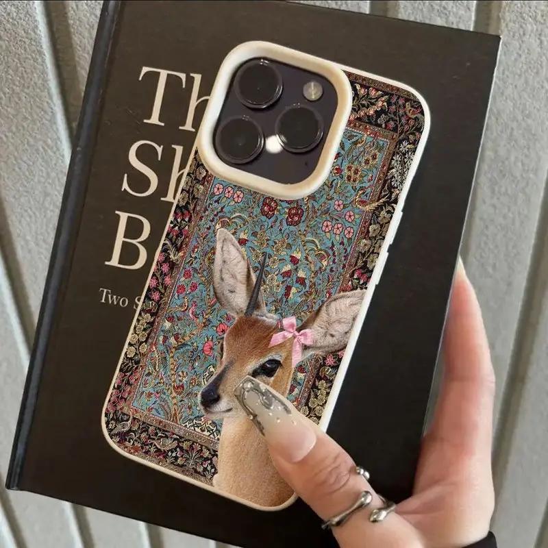 Vintage Deer Lichee Pattern Phone Case For iPhone 17 Air 16 e 15 14 13 12 11 Pro Max Plus SE Soft Shockproof Cover