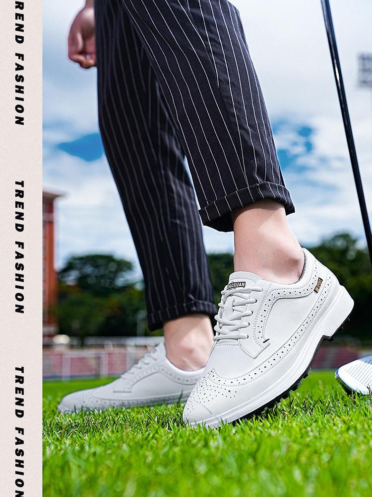 Men's Plus Size British Style Casual Golf Shoes - Lightweight & Wear-Resistant