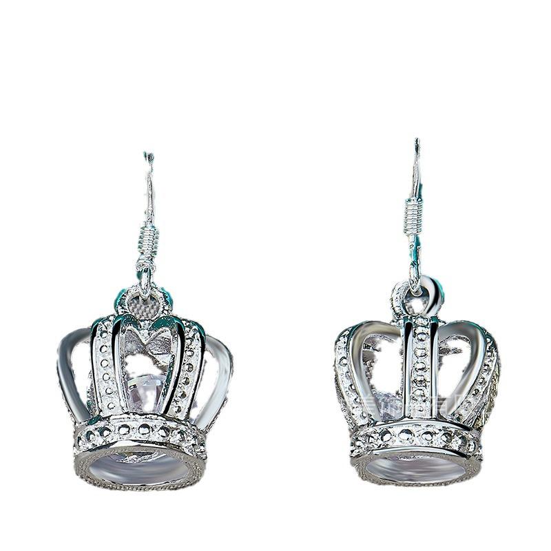 Silver Crown Zircon Earrings for Women - West Lake Beauty