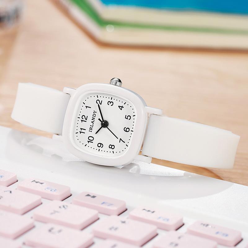 Fashion Silicone Strap Women Quartz Watch Simple Square Arabic Dial Ladies Wristwatches Girls Clock Student Daily Use