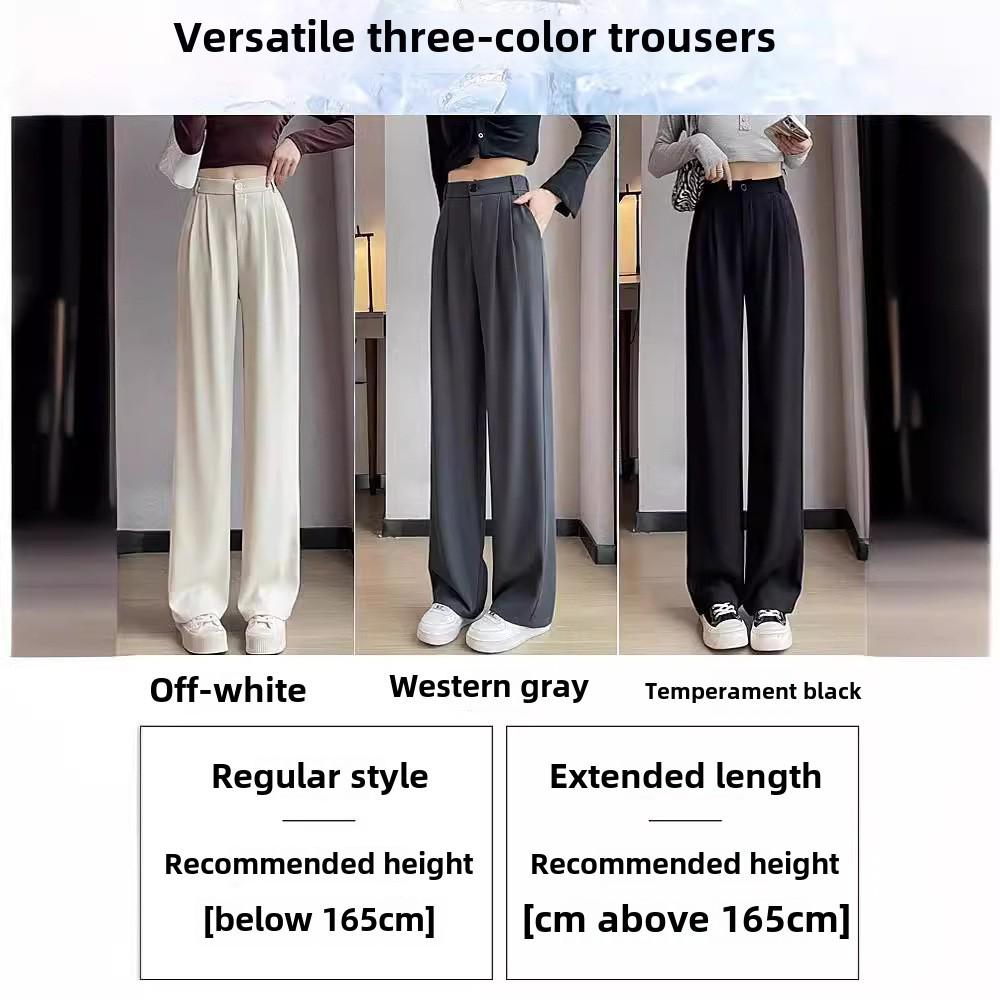 2024 Spring Women's High-Waist Wide-Leg Drape Suit Pants - Loose Casual Fit