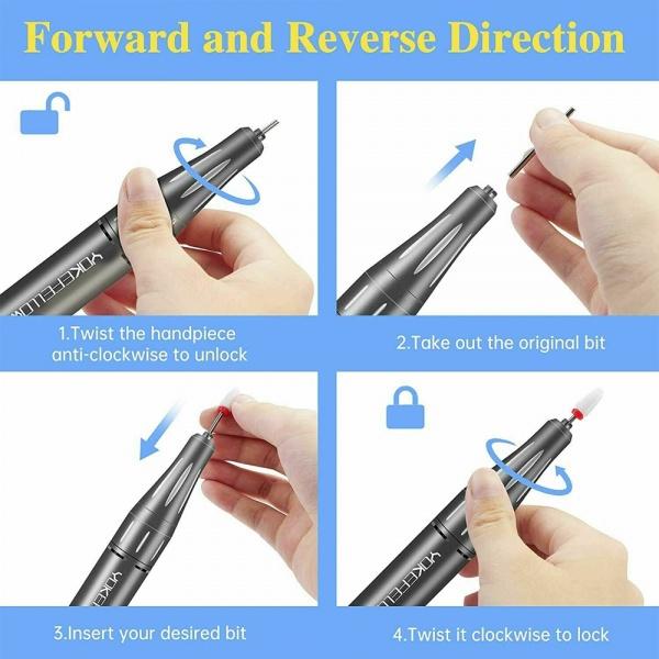 30000RPM Tragbare Wiederaufladbare Elektrische Nagel Bohrer Bits Maniküre Maschine Stift Pediküre 6 Bits Bohrer Mühle Cutter Maschine Nagel Kit