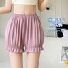 Women Ice Silk Safety Shorts Loose Lantern Bloomers Anti‑Chafing Ruffle Short Pants Summer