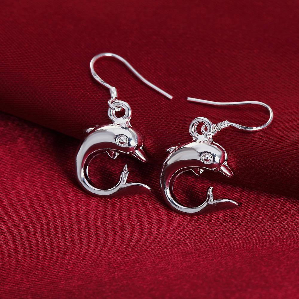 Charms 925 Sterling Silver Little Dolphin Drop Earrings for Women Fashion Party Wedding Jewelry Christmas Gifts
