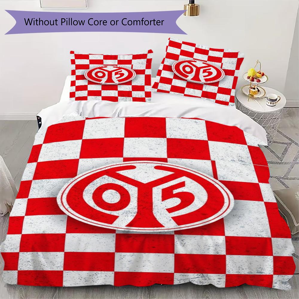 FSV Mainz 05 Pattern Bedding Uilt Set Uilt Cover Pillowcase Home Decoration Birthday Gift (1 * Duvet Cover + 2 * Pillowcase Without Core)