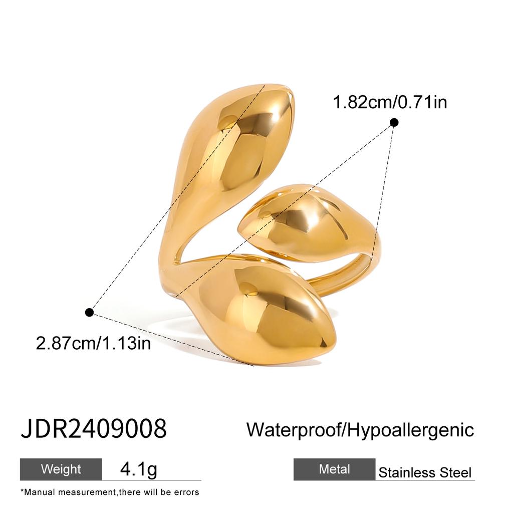 Uworld Fashion Open Ring 18K PVD Plated Smooth Metal Personalized Waterproof Jewelry for Women Gift