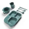 Baby Divided Dinner Plate Cartoon Dinosaur Baby Feeding Bowl Plate Set with Spoon Fork Cup Blue 