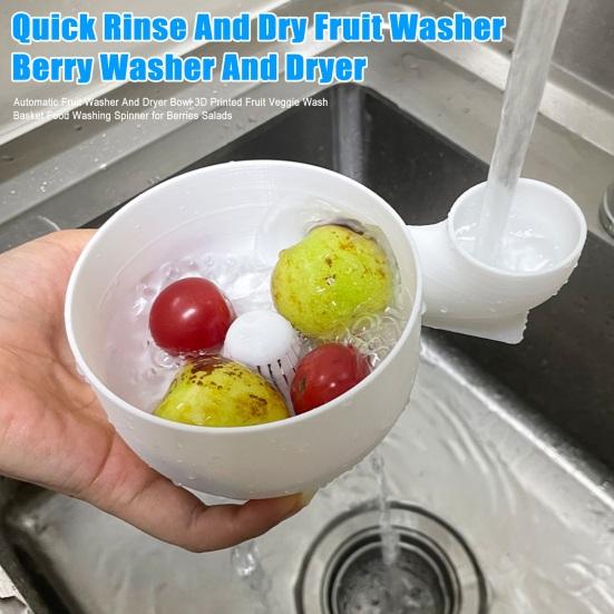 Automatic Fruit Washer And Dryer Bowl 3D Printed Fruit Veggie Wash Basket Food Washing Spinner for Berries Salads