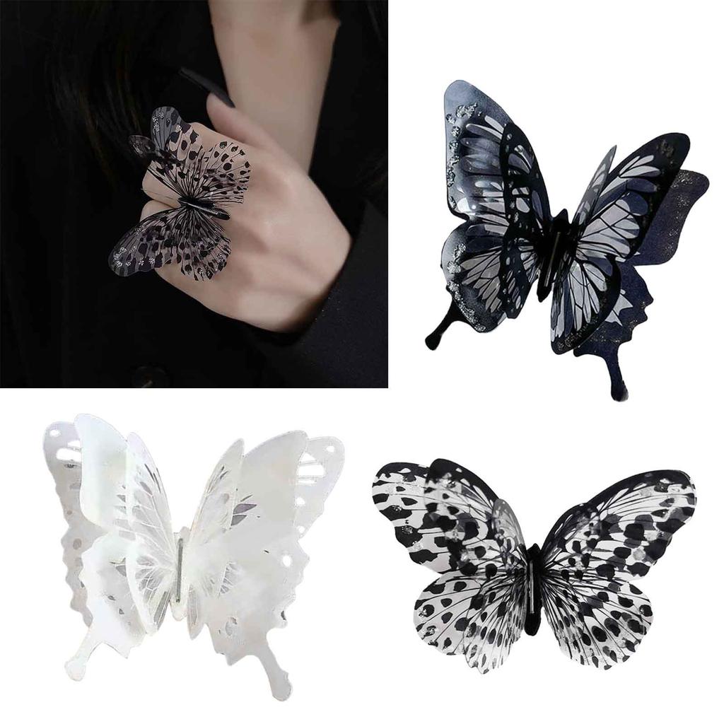 Irregular Multilayer Butterfly-shape Finger Ring Adjustable Open Punk Gothic Insect Rings Trend Men Women Jewelry Gift