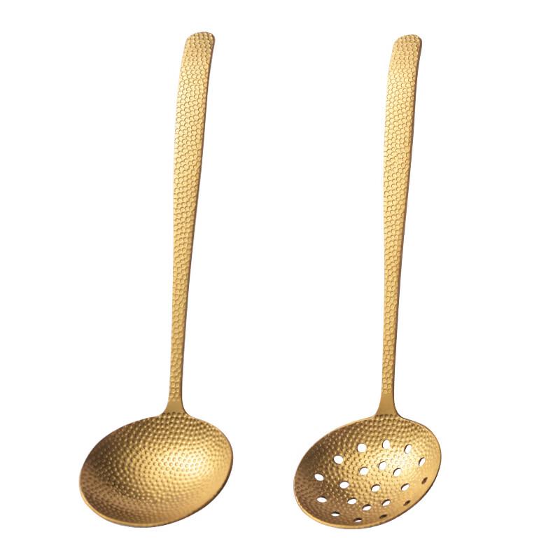 Cmaos Light Luxury Hammered Stainless Steel Hot Pot Ladle & Skimmer Set