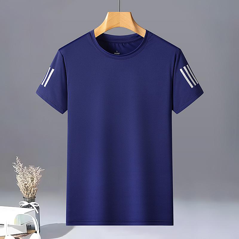 Letné L-8XL Pánske Ležérne Tričko z Ľadového Hodvábu Vonkajšie Športové Okrúhly Výstrih Rýchloschnúce Klimatizované Krátkorukávové Tričko