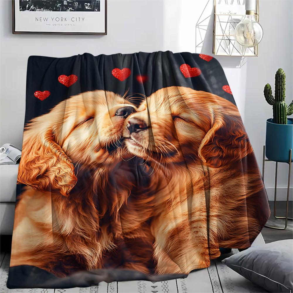 Hundtryckt flanellfilt, Högkvalitativ, Bekväm för alla årstider, Heminredning, Värme och komfort, Perfekt för julklappar