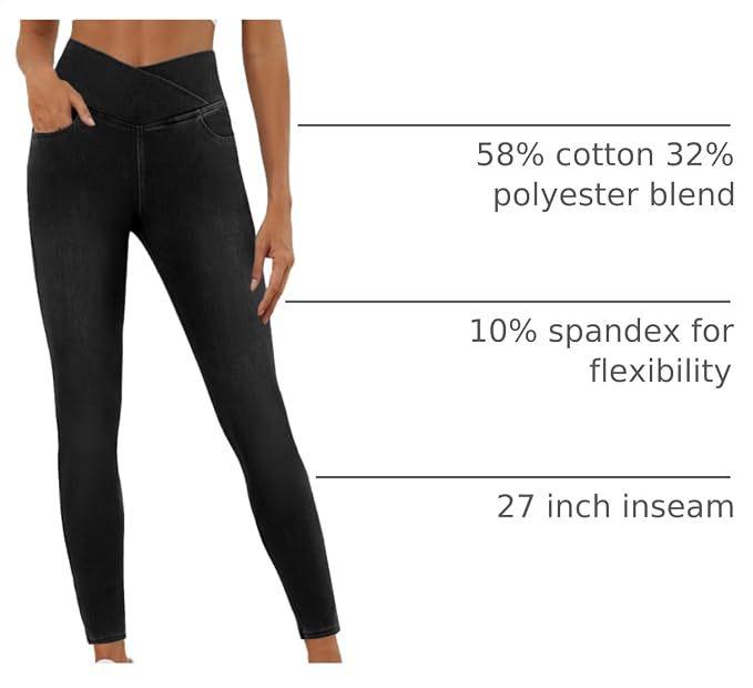 Calças de Yoga Jeans de Cintura Alta Cruzada V-Waist para Mulheres - Emagrecedoras, Elásticas, Roupa Fitness para Exterior