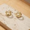 Copper Double Layer C-Shaped Stud Earrings for Women
