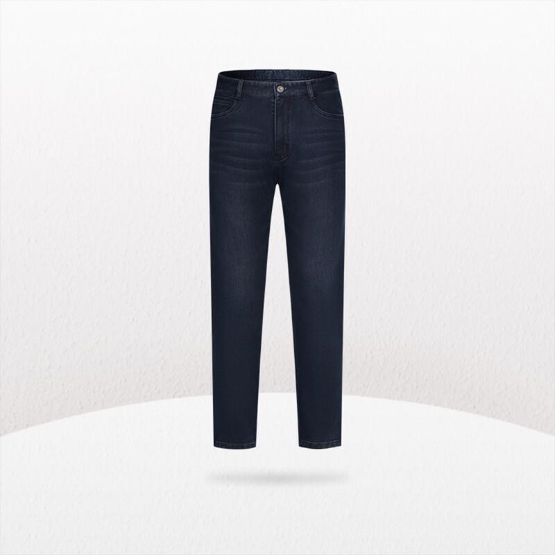 Hongdou Men's Brushed Straight-Leg Stretch Jeans