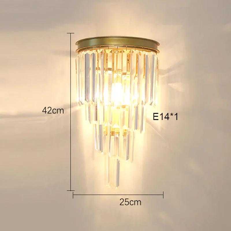 Nordic luxury black crystal wall lamp home decoration bedroom lighting bedside dressing table living room bedside LED wall lamp