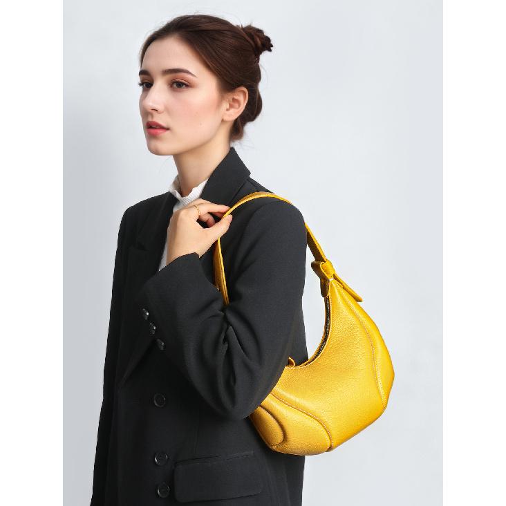 Women's Fashion Single Shoulder Underarm Bag Summer Top Layer Cowhide Commuter Horn Bag Crossbody Genuine Leather Women's Bag