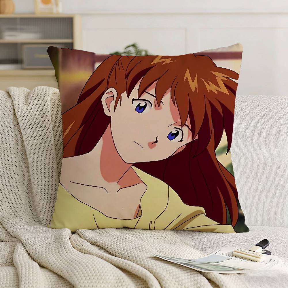 Asuka Langley Soryu Asuka Anime Girl Pillow Case Pattern Printed Pillowcase For Living Room Sofa Cushion Cover