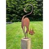 Rostige Katze Metall Gartenzaun Dekoration, Outdoor Rasenkunst Für Katzenliebhaber, Vintage Tier Silhouette Hofschild, Gartenparty Zubehör, Einfache Installation