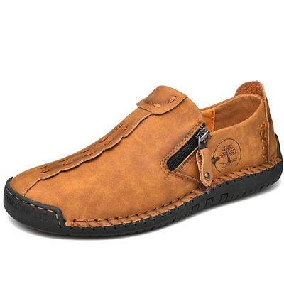 Spring and Autumn Men's Casual Leather Shoes Large Size Men's Driving Car Shoes Men's Breathable Handmade Casual Shoes