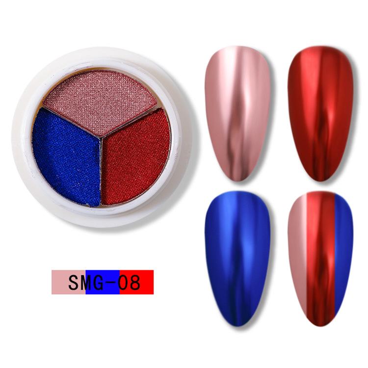 Aurora Triple-Color Nail Mirror Powder Set