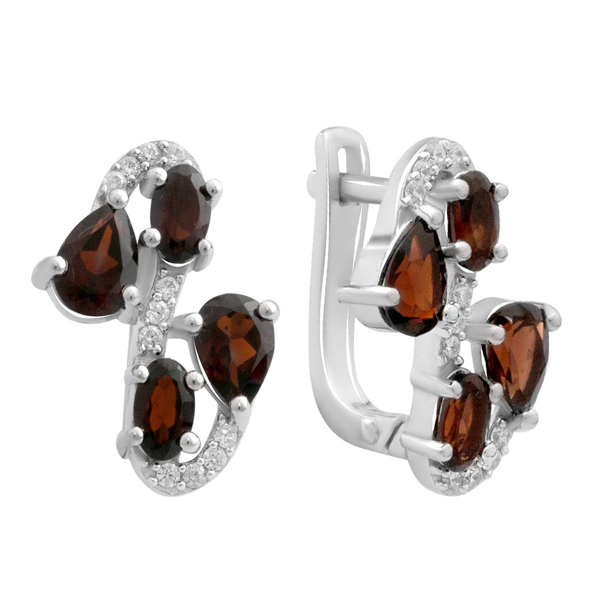 

Silver earrings with natural garnet 3.468ct (2182030) темні цукерки apple червоний колір
