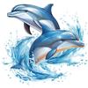 Watercolor Dolphin Pattern Waterproof Wall Sticker Oil Proof Removable Home Bathroom Decal